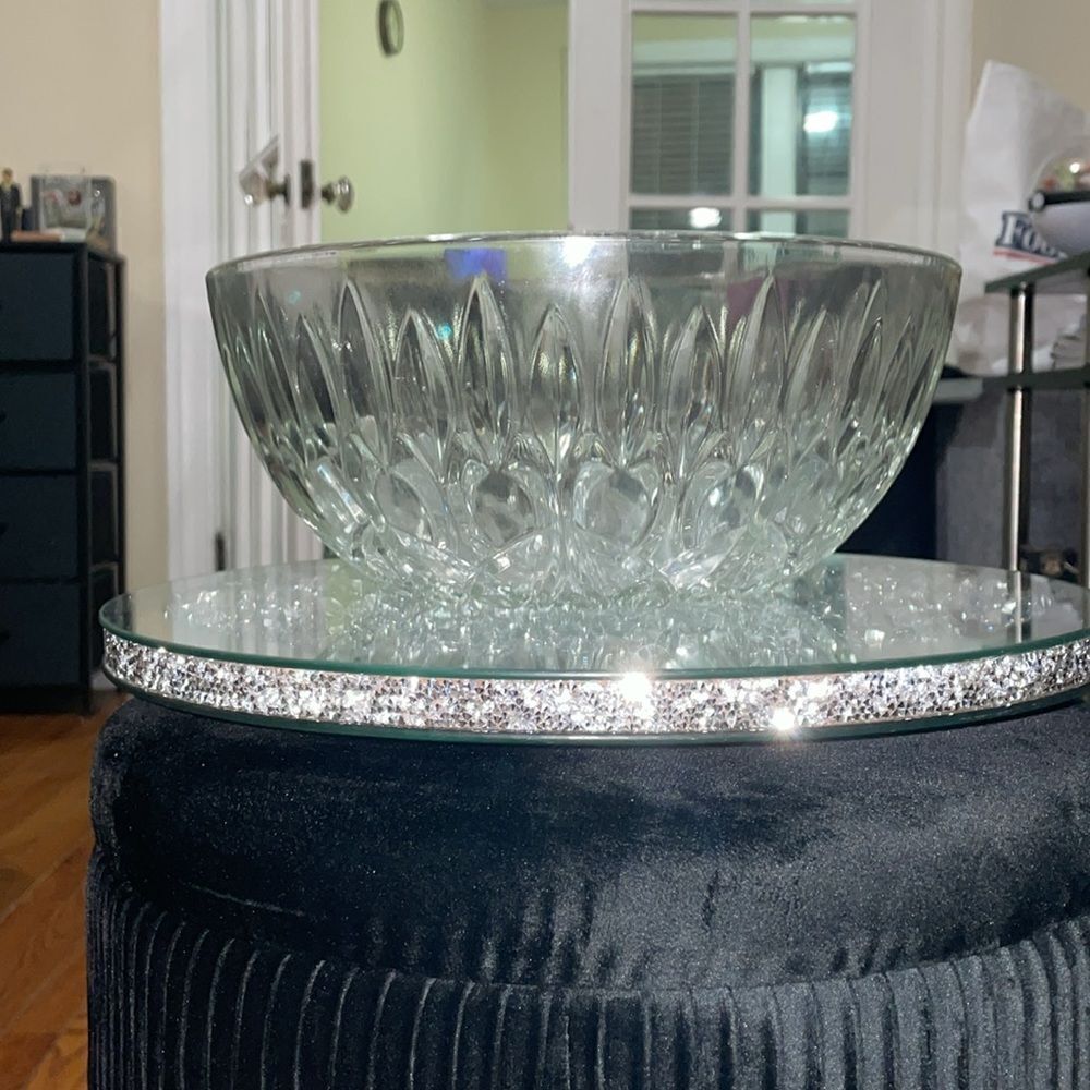Large 10 inch elegant Round fruit bowl holder kitchen clear glass vintage bowl